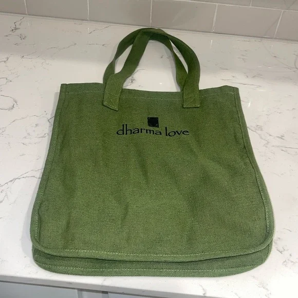 Dharma love bear (block print) Tahoe hemp tote - Picture 2 of 6